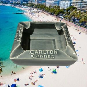 Rare 🇫🇷Vintage porcelain French ashtray Represents Carlton Hotel in 4 cities